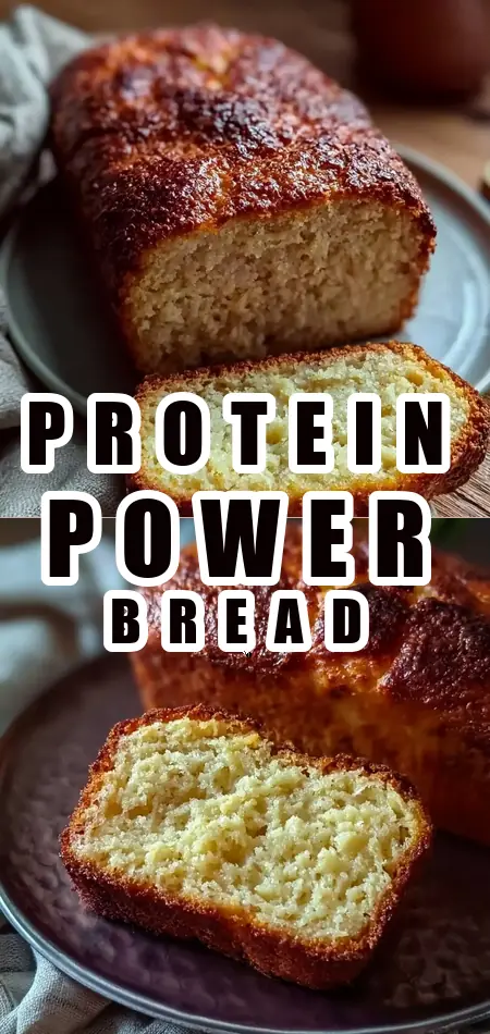 Pinterest pin (Design 1) for High Protein 2-Ingredient Bread Recipe 22g Protein Quick and Easy