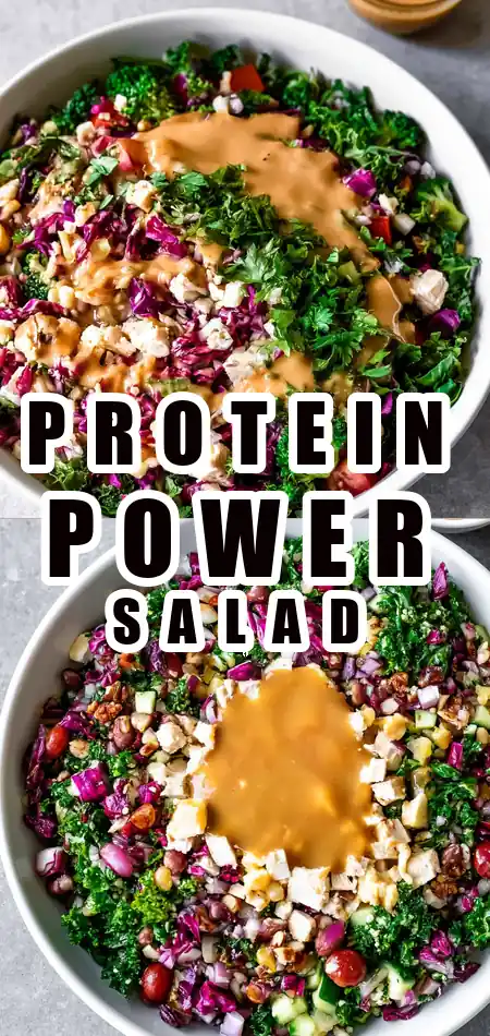 Pinterest pin (Design 1) for High-Protein Meal-Prep Salad