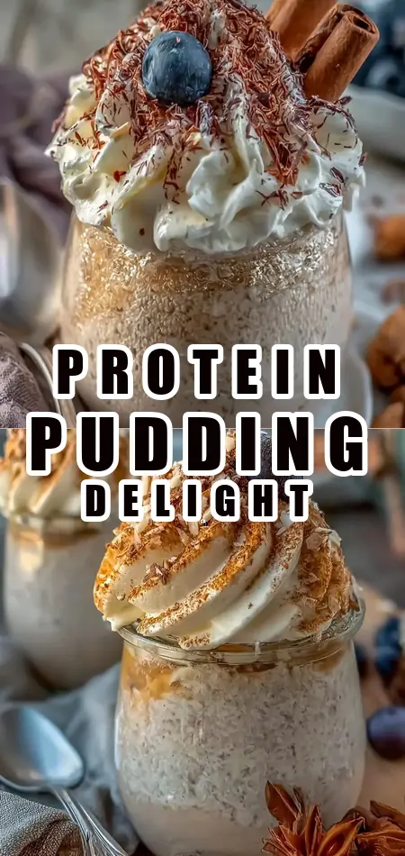 Pinterest pin (Design 1) for Creamy Protein Pudding Recipe 22g Protein Easy Low Calorie Dessert