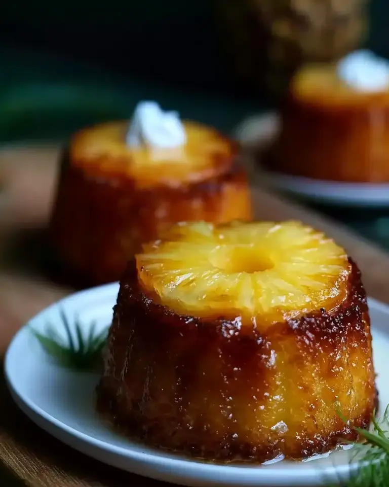 A delicious plate of Pineapple Mascarpone Upside-Down Mini Cakes