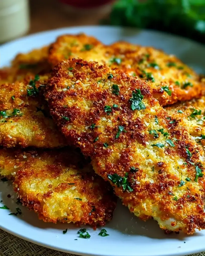 A delicious plate of Quick Crispy Air Fryer Parmesan Crusted Chicken