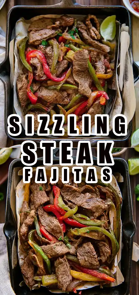 Pinterest pin (Design 1) for Air Fryer Steak Fajitas