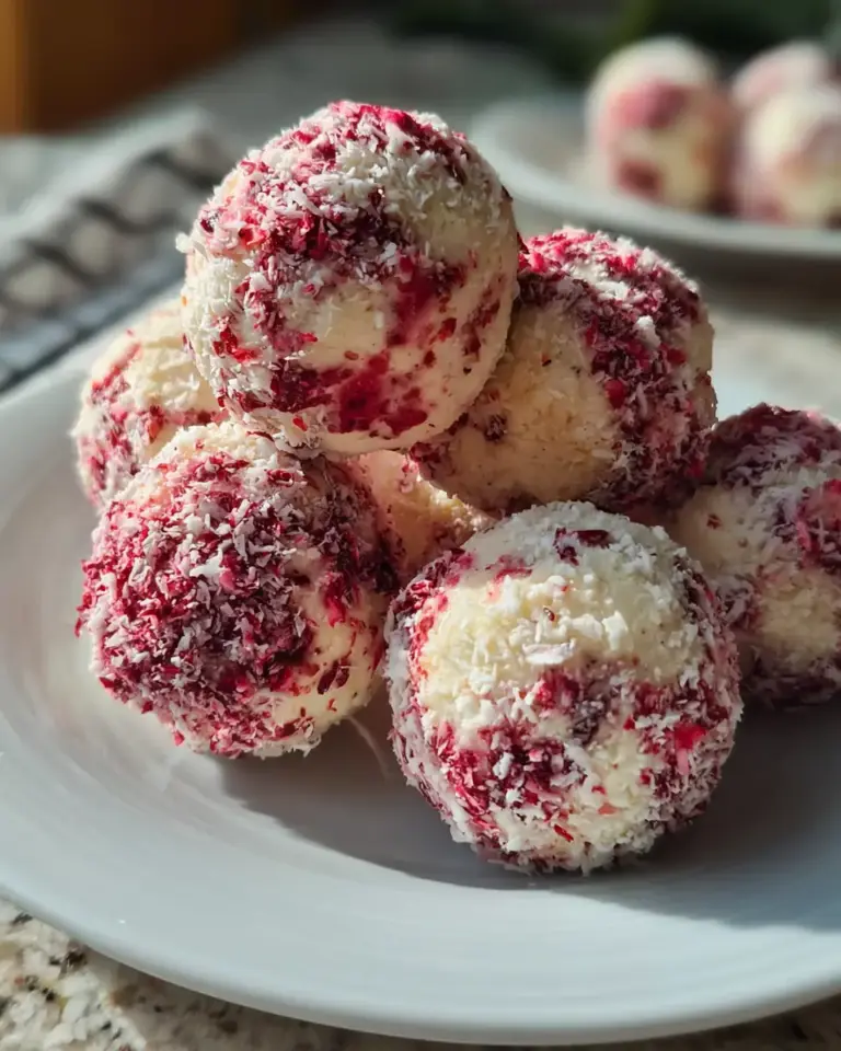 A delicious plate of "Strawberry Cheesecake Protein Balls That Boost Energy!"