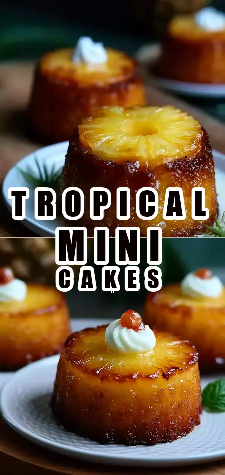 Pinterest pin (Design 1) for Pineapple Mascarpone Upside-Down Mini Cakes