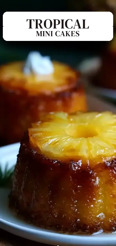 Pinterest pin (Design 2) for Pineapple Mascarpone Upside-Down Mini Cakes
