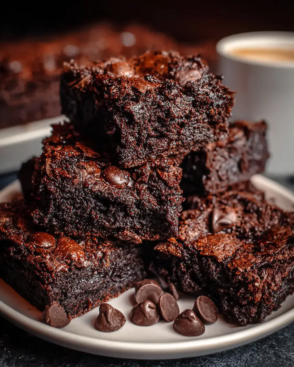A delicious plate of Ultimate Fudgy High Protein Brownies