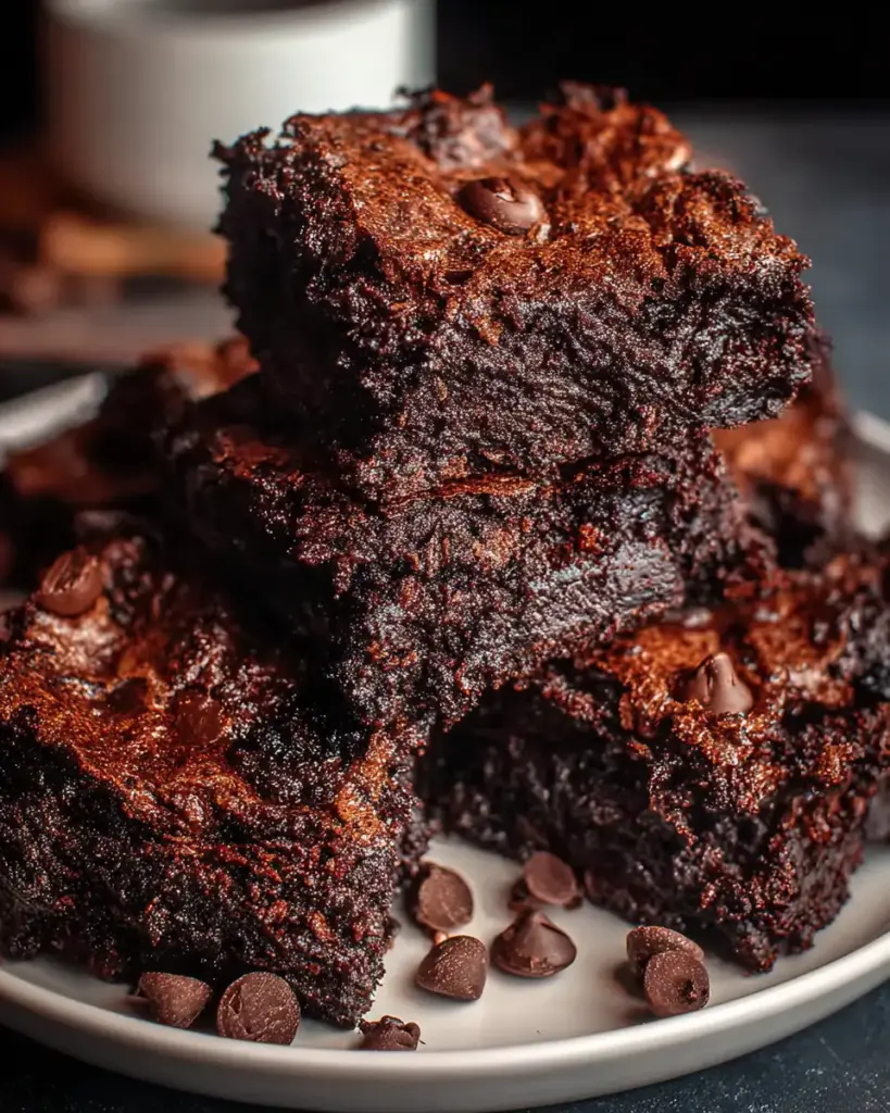 A delicious plate of Ultimate Fudgy High Protein Brownies